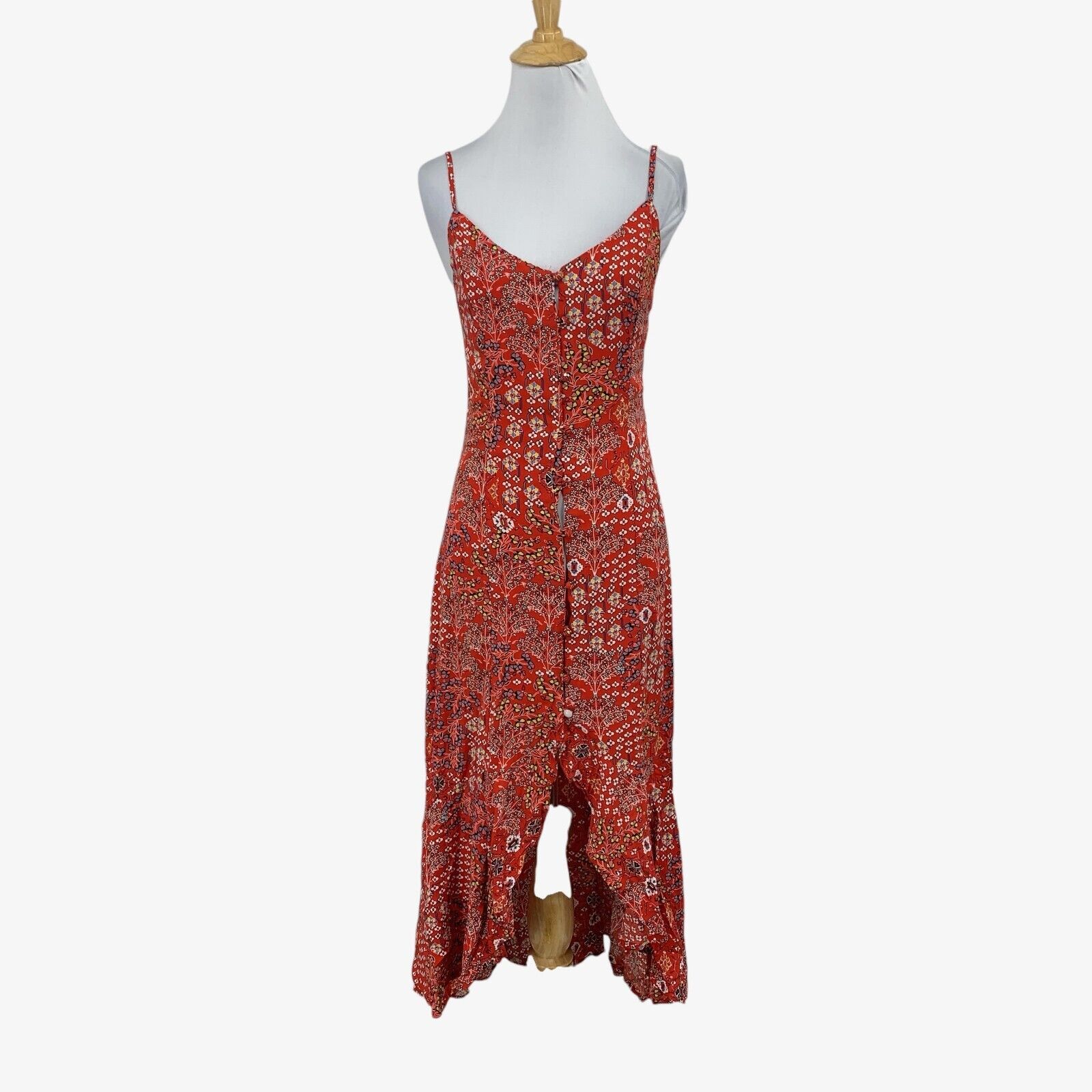 Abel The Label Dress Women Extra Small Floral Lola Cutout Back Hi Low Maxi *Read